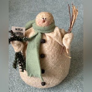 Christmas Folk Art Snowman EUC